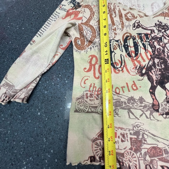 Ladies Ash & Sara western Pullover size XL tan multicolored print - Picture 9 of 13